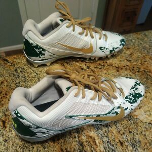 RARE Nike Alpha Pro Football Silver Cleats Men's Size 12.5 White Mid Flywire